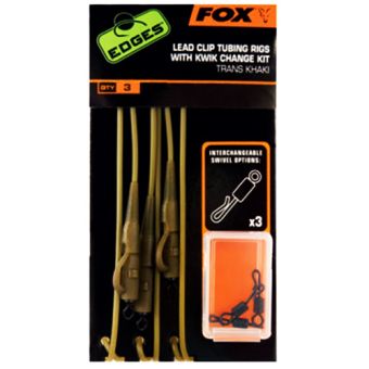 Набор готовых оснасток Fox EDGES Lead Clip Tubing Rigs - Trans Khaki - 3 шт/уп