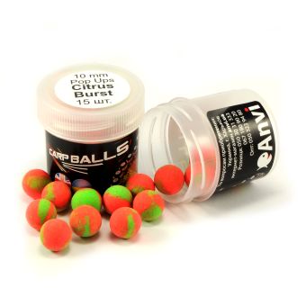 Бойлы Mini Pop Ups CARPBALLS 10 мм Citrus Burst (цитрусовый взрыв)