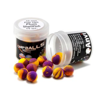 Бойли Mini Pop Ups CARPBALLS 10 мм Plum Shellfish (Слива і Риба)