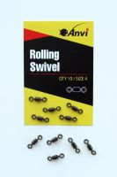 Вертлюг классический Anvi Rolling Swivel - Размер 4 - Черный матовый - 10 шт/уп